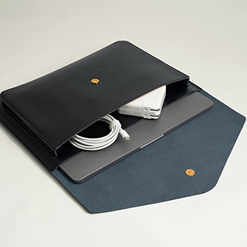 Benfan Leather Laptop Sleeve Compatible with New 14 inch MacBook Pro A2992/2918 M3 A2779/A2442,Old MacBook Air 13 A1466 A1369, Old MacBook Pro 13 A1502 A1425, Surface Laptop 13.5 Color Black - Image 3