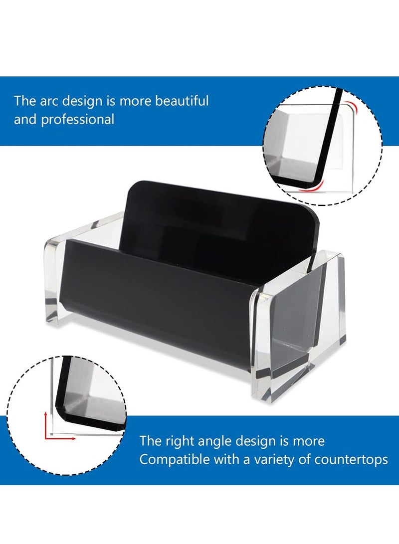 Business Card Holder, Acrylic Business Card Holder for Office Desk, Transparent Business Card Display Holder, 1 Slot Holds About 30-50 Cards, Modern Organizer for Office Study Countertop, Desk (Black) - Image 3