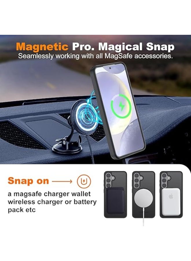 مصمم لجراب Samsung Galaxy S23 FE المغناطيسي، [متوافق مع MagSafe] [حماية من السقوط بدرجة عسكرية] جراب هاتف نحيف شفاف غير لامع مقاوم للصدمات مع مضاد لبصمات الأصابع - (أسود) - Image 4