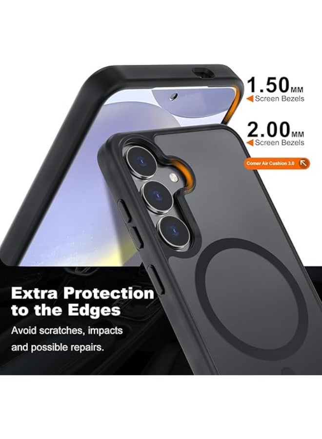 مصمم لجراب Samsung Galaxy S23 FE المغناطيسي، [متوافق مع MagSafe] [حماية من السقوط بدرجة عسكرية] جراب هاتف نحيف شفاف غير لامع مقاوم للصدمات مع مضاد لبصمات الأصابع - (أسود) - Image 3