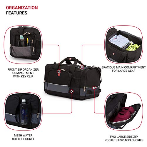 SWISSGEAR حقيبة دفل سويس جير أبيكس للسفر والصالة الرياضية مع نظام حبل البونجي - Image 3