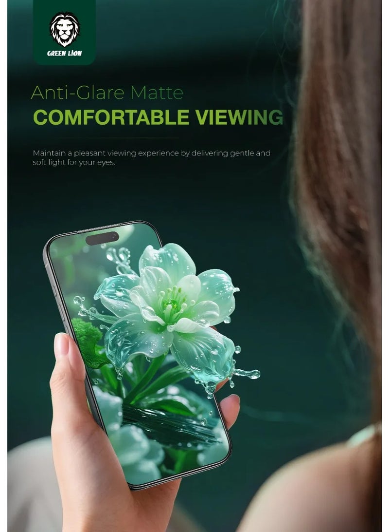 GREEN LION iPhone 17 Pro Screen Protector / 9H Steve Matte Strong Full Glass Protector - Image 5