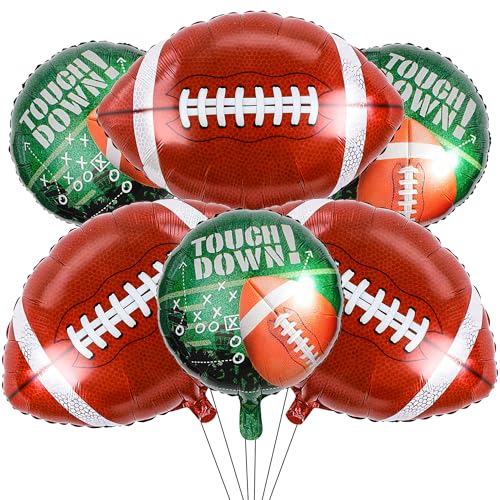KHC-KHF RugbyBalloon FootballBalloon 6Pcs 26 18 inch Football Foil Balloons Sports Party Decor Game Day Birthday School Tailgate Team Celebration Supply - Image 1