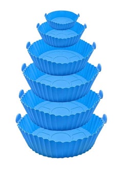 Silicone Molds Set Different Sizes for AirFryer 6 Pieces - Keep the AirFryer Dirt- and Smell-Free - blue