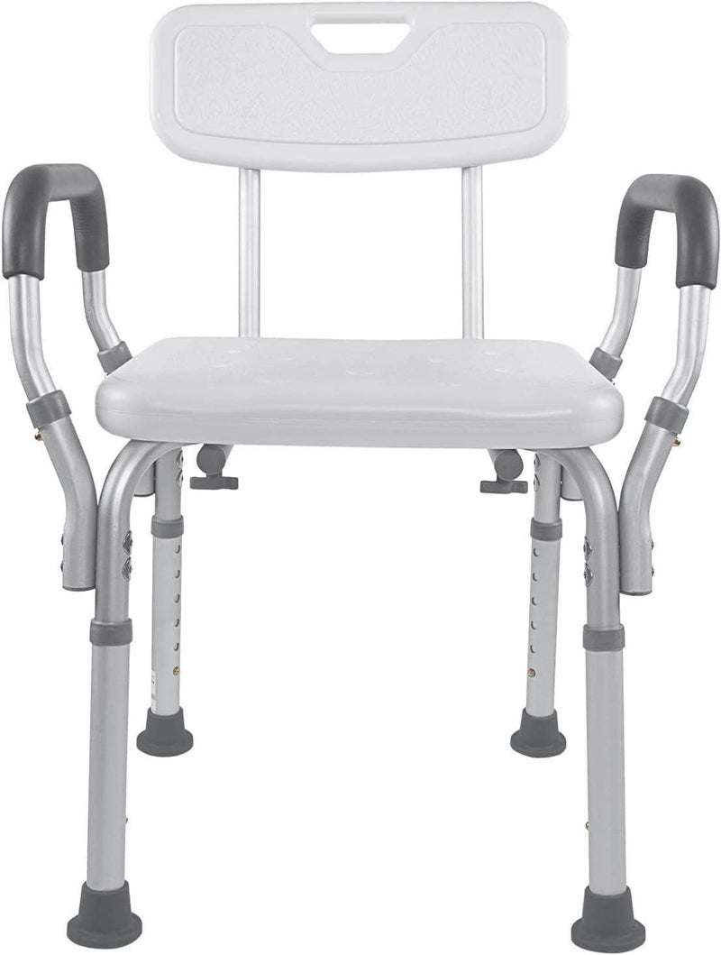 Vaunn Medical Deluxe Spa Shower Chair with Arms and Back, Bath Seat for Seniors, 350 lbs Max Weight, White With Light Gray Arms - Image 5