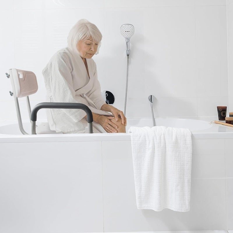 Vaunn Medical Deluxe Spa Shower Chair with Arms and Back, Bath Seat for Seniors, 350 lbs Max Weight, White With Light Gray Arms - Image 2