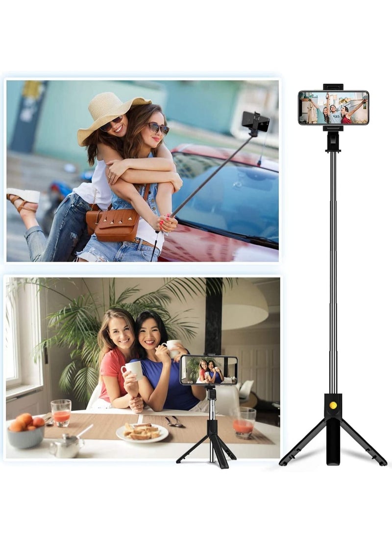 Selfie Stick Tripod, 3 in 1 Extendable Selfie Stick Stand with Wireless Remote Phone Holder Compatible with Android Smartphone and iPhone - Image 1