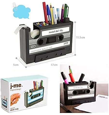 Milcraft Cassette Tape Dispenser Pen Holder Vase Pencil Pot Stationery Desk Tidy Container Office Stationery Supplier Gift-onepalace (Black) - Image 3