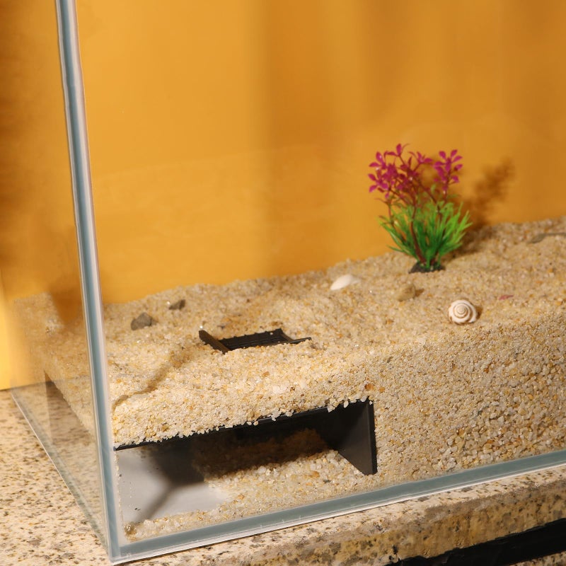 LingoFoto Aquarium Undergravel Fish Tunne Hide Cave Corner Tank Decorations Under Gravel Viewing Tunnel Fish Cave for Aquarium Hideout (Black,Style 8) - Image 2