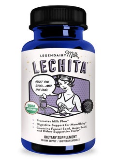 LEGENDAIRY Milk Lechita, Supports Milk Flow, Organic Fenugreek Free Breastfeeding Supplement, Organic Fennel & Anise, Made in USA, 180 Vegan Capsules  - Image 1