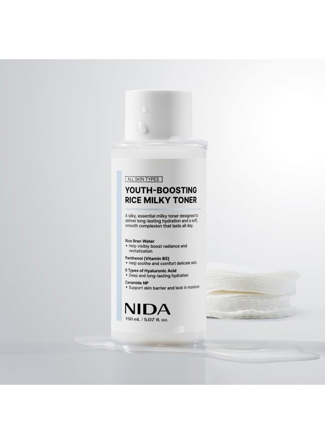 NIDA Youth-boosting Rice Milky Toner, for Glass Skin | Rice Bran Extract, Niacinamide, Ceramide NP, Panthenol | Deep Moisturizing, Hydrating and Refreshing, Korean Skin Care | 5.07 fl. oz., 150ml - Image 5