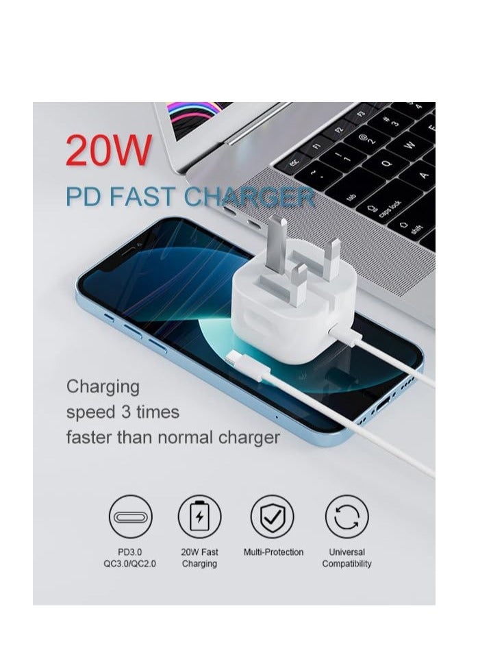 general iPhone USB C Charger, 20W PD Fast Type C Power Wall Charger with 6.6FT Type C to C Nylon Braided Cable for iPhone 16/15,iPad Mini 7th/6th, Galaxy S24/S23/S22/S21,Pixel 9/8/7/6,and Other Type C Devices - Image 3