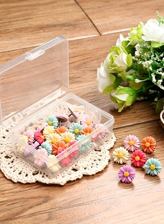 30 Pieces Flower Pushpins Decorative Floret Push Pins Colorful Floret Thumbtacks for Photo Wall Feature Wall Whiteboard Cork Board Map Bulletin Board Office or Home - Image 2