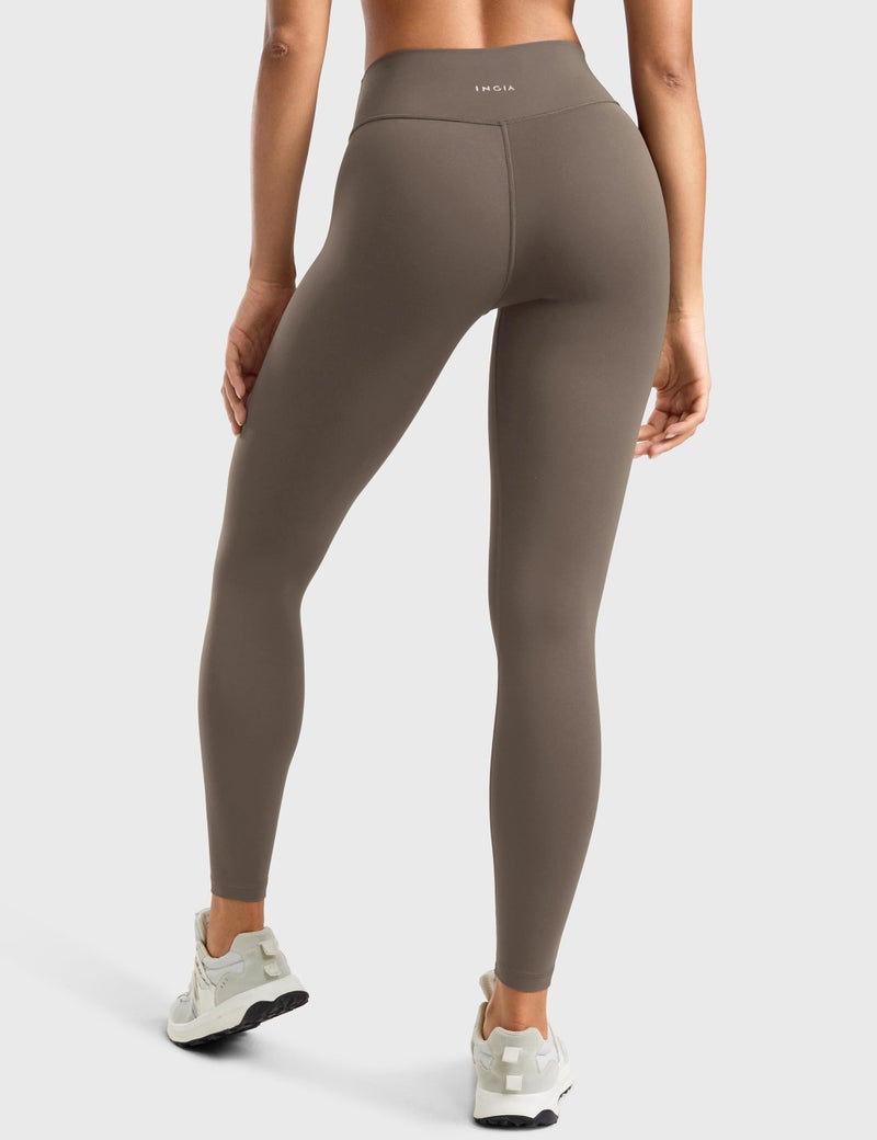 INGIA Womens High Waisted No Front Seam Lounge Yoga Legging 25" Workout Tummy Control Gym Yoga Pants Terra Brown Small - Image 2