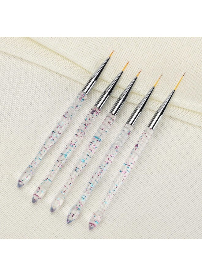 Etercycle 5Pcs Nail Art Brushes, Thin Nail Brush for Nail Art, Fine Acrylic Nail Brush for DIY Design(7/9/11/15/20mm) - Image 2