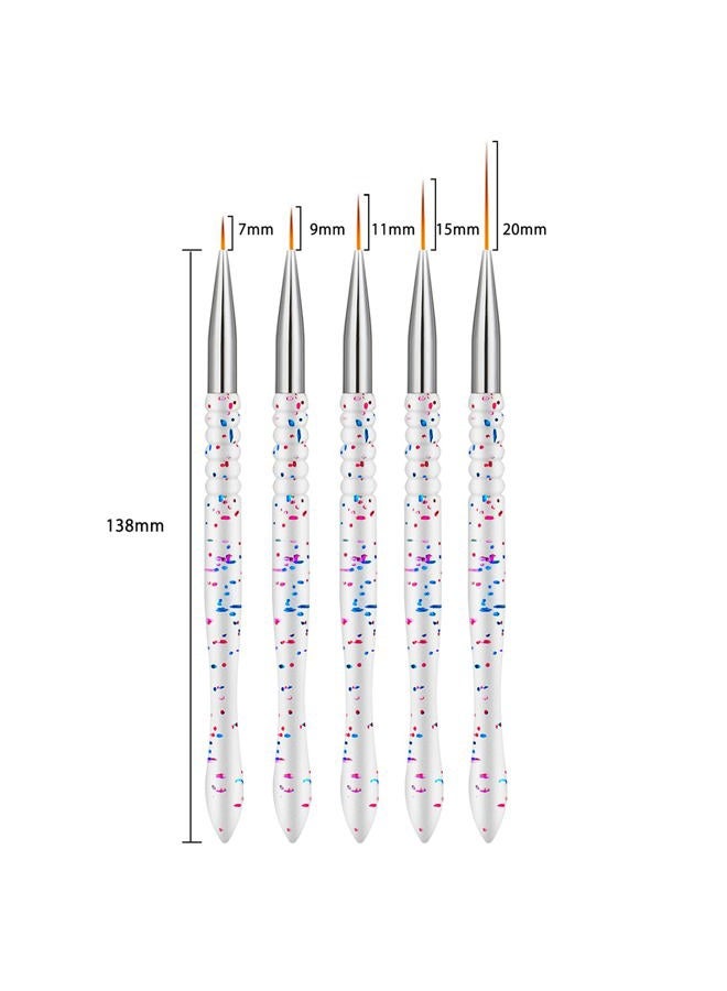 Etercycle 5Pcs Nail Art Brushes, Thin Nail Brush for Nail Art, Fine Acrylic Nail Brush for DIY Design(7/9/11/15/20mm) - Image 3