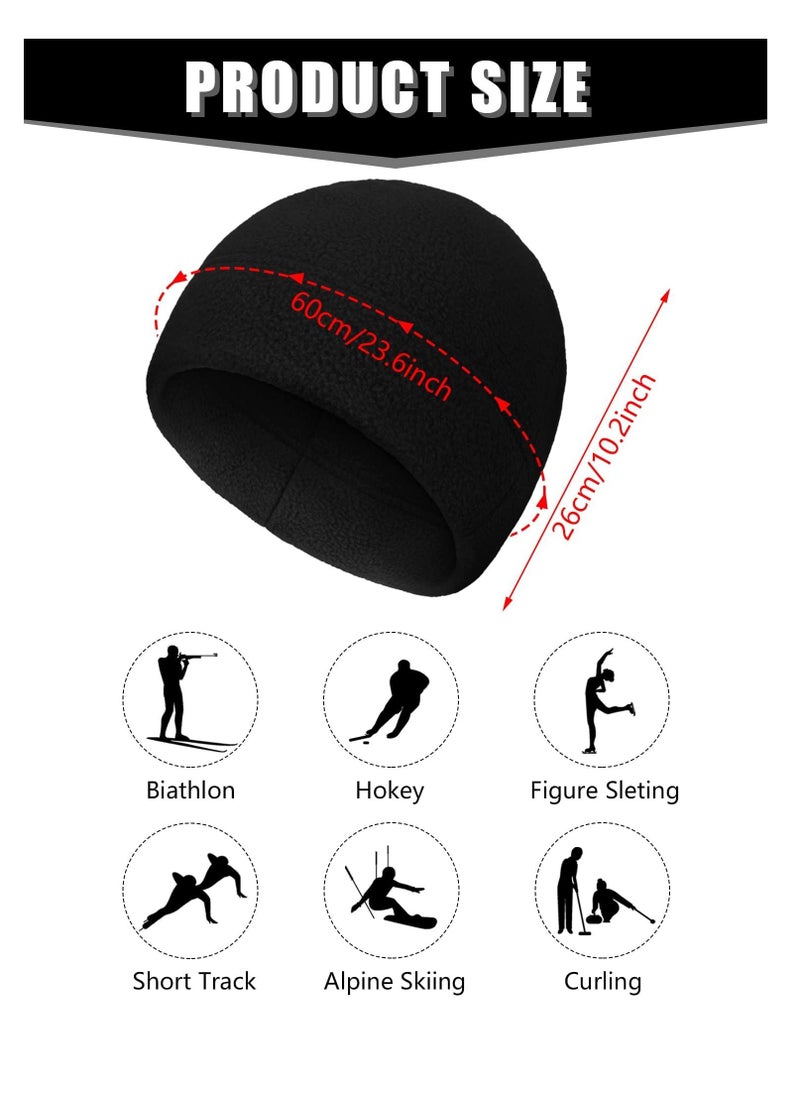 SYOSI 4 Pcs Skull Caps Winter Warm Watch Cap Soft Polar Fleece Beanie Hat Thick Windproof Outdoor Skull Cap for Men Women  - Image 3