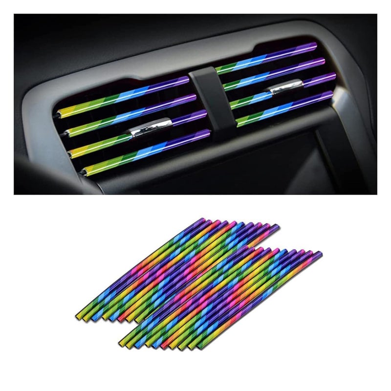 ZOCKRIX 2 Pieces Universal Waterproof Car Air Conditioner Vent Outlet Decoration Strips – Flexible, Bendable Trim for Straight Car Air Vent Outlets – Stylish Interior Accessories (Rainbow) - Image 1