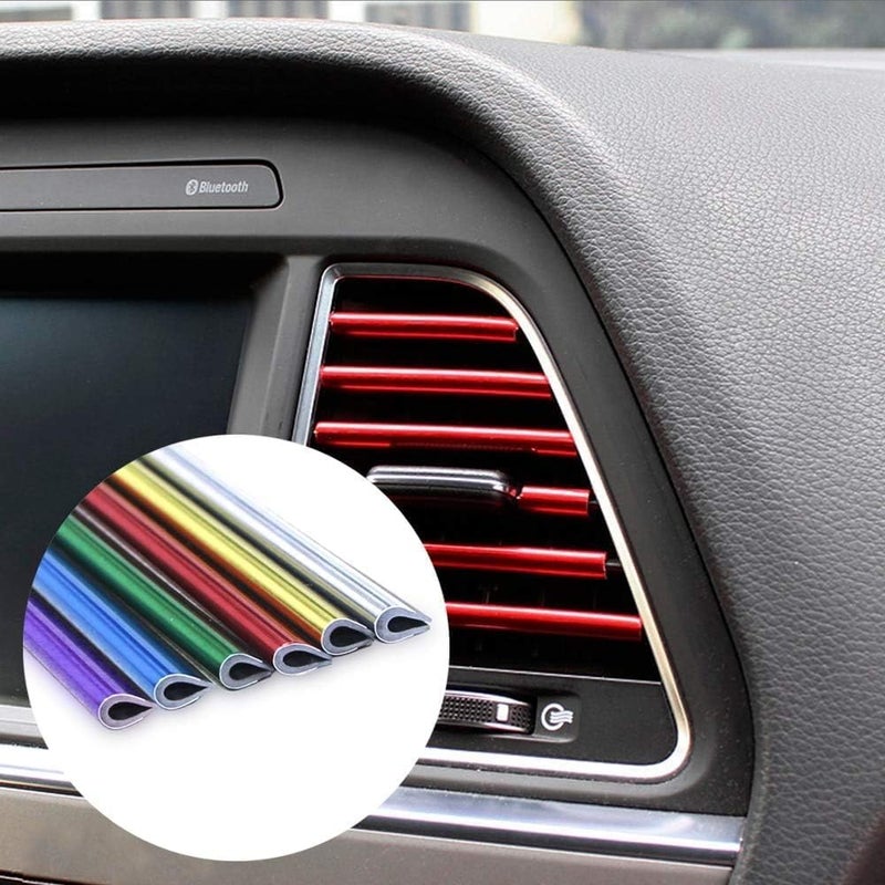 ZOCKRIX 2 Pieces Universal Waterproof Car Air Conditioner Vent Outlet Decoration Strips – Flexible, Bendable Trim for Straight Car Air Vent Outlets – Stylish Interior Accessories (Rainbow) - Image 4