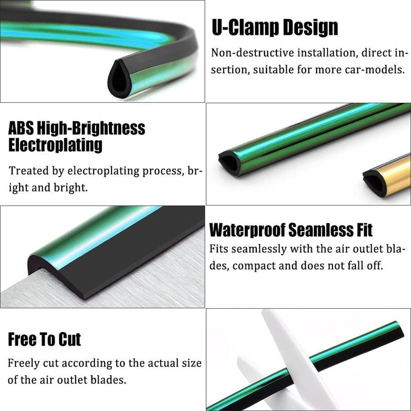 ZOCKRIX 2 Pieces Universal Waterproof Car Air Conditioner Vent Outlet Decoration Strips – Flexible, Bendable Trim for Straight Car Air Vent Outlets – Stylish Interior Accessories (Rainbow) - Image 5