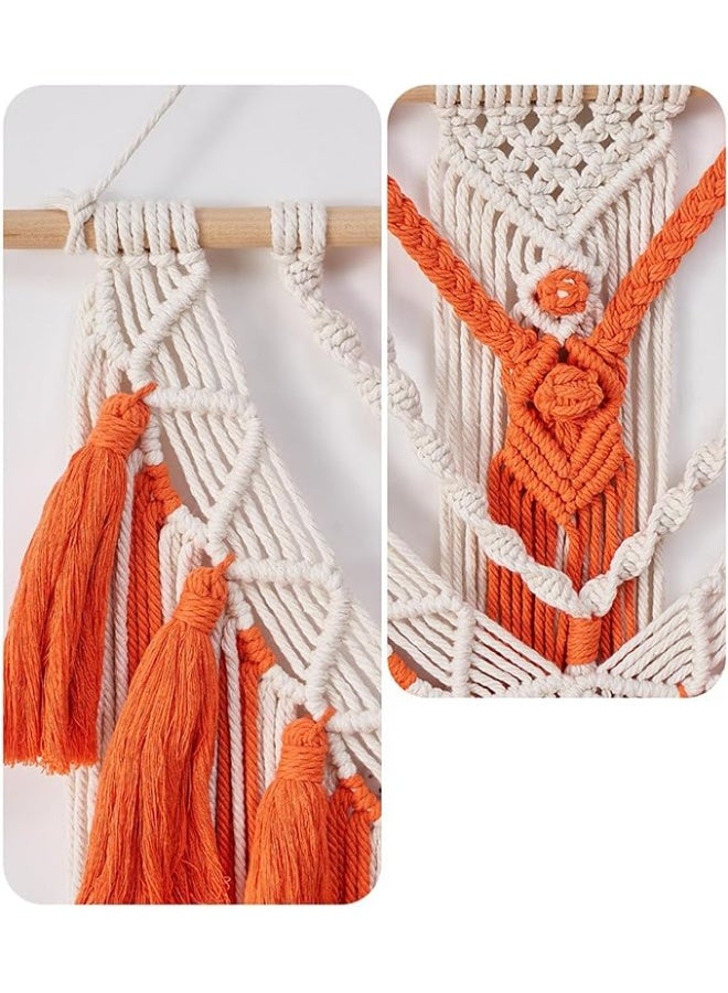 Antikiano Macrame Woven Wall Hanging Decoration, Boho Woven Tapestry, Handmade Cotton Art Decoration with Tassel, Chic Wall Art Home Decoration for Bedroom, (B) - Image 3