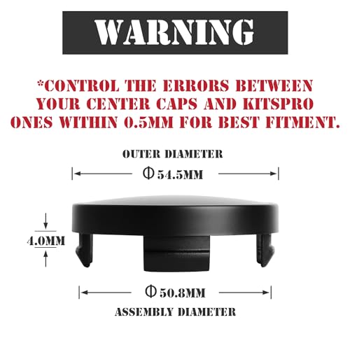 KitsPro 2.15Inch 55MM Wheel Center Caps for Ford 6M211003AA Rim Hub Caps, Pack of 4 (Matte Black, Outer 55MM, Inner 51MM) - Image 2