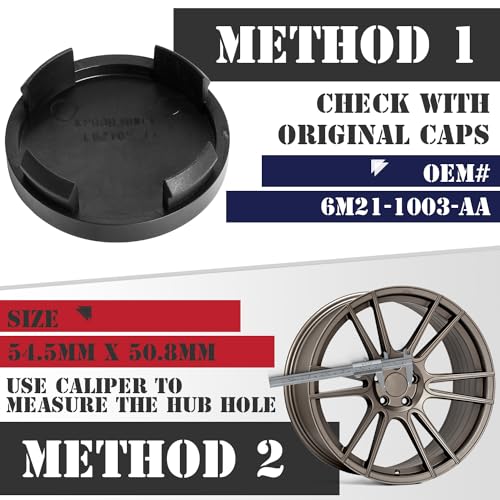 KitsPro 2.15Inch 55MM Wheel Center Caps for Ford 6M211003AA Rim Hub Caps, Pack of 4 (Matte Black, Outer 55MM, Inner 51MM) - Image 3