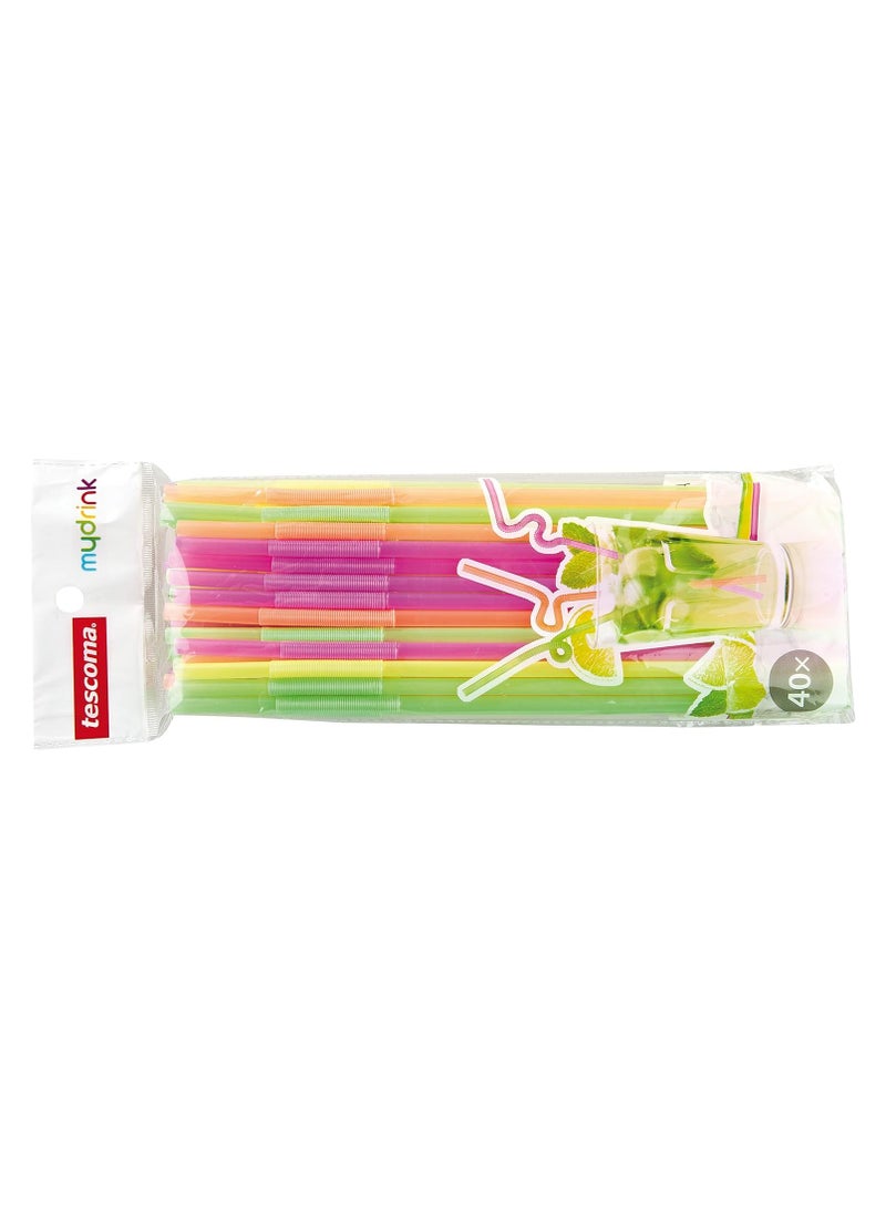 tescoma Drinking Straws Long Hinge, 40 Pcs Mydrink, Assorted, 31.5 x 9 1.6 cm  - Image 3