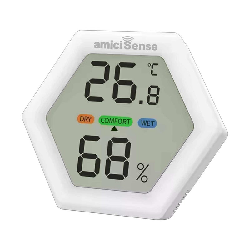 amiciSense Digital Hygrometer Thermometer, Temperature and Humidity Meter with 1.5 sec Fast Sampling and Large LCD Display - Image 1