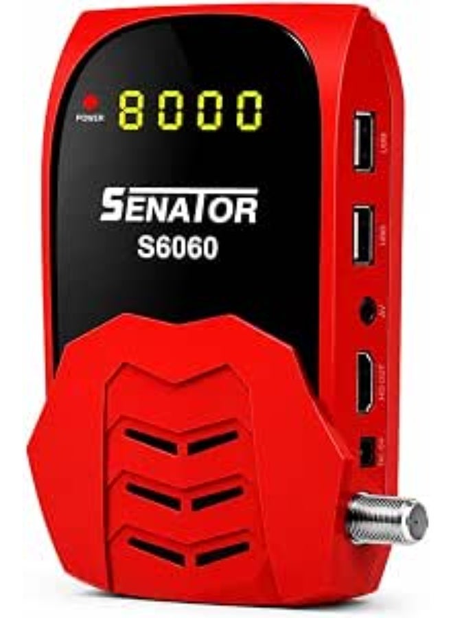 SENATOR S6060 FHD 1080p Satellite Receiver, Built-in Wi-Fi, 1GB RAM, USB and HDMI Ports, red - Image 1