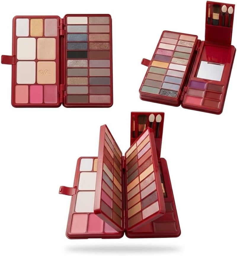Shams All-in-One Complete Makeup Palette Kit, 80 Eyeshadows, 6 Lip Gloss, 5 Highlighters, 3 Blushers, with Brushes Travel-Friendly Beauty Kit, Purse-Size Cosmetic Organizer - Image 1