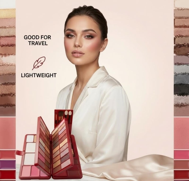 Shams All-in-One Complete Makeup Palette Kit, 80 Eyeshadows, 6 Lip Gloss, 5 Highlighters, 3 Blushers, with Brushes Travel-Friendly Beauty Kit, Purse-Size Cosmetic Organizer - Image 5