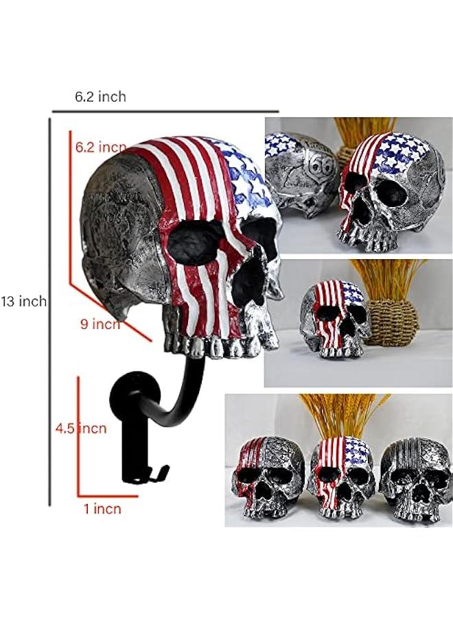 Arabest Motorcycle Accessories Helmet Holder Wall Mount, Skull Motorcycle Helmet Rack with 2 Hooks Hanger for Coats, Caps, Sports Equipment  - Image 2
