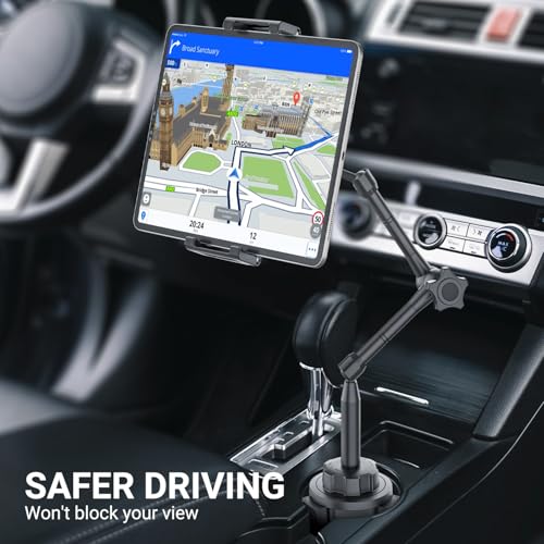 INSSKY Car Tablet Holder for Cup Holder, Metal Long Arm 360° Rotation Tablet Mount for Truck Golf Treadmill, Fit Thickness Case (Deep Max 1.18'') for iPad Pro/Air/Mini, Galaxy Tab & 6.1-15.6" Devices - Image 5