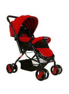 Multifunctional Pram Stroller With Built-In Canopy And Basket, 2-Point Simple Safe Belt, Newborn - Red