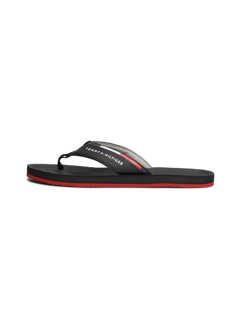 TOMMY HILFIGER Men's Comfort Hilfiger Beach Flip Flops - Polyester, Black