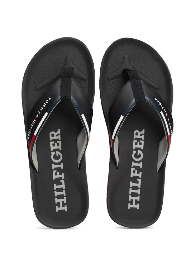 TOMMY HILFIGER Men's Comfort Hilfiger Beach Flip Flops - Polyester, Black