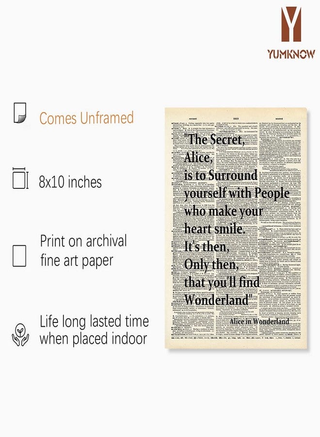 YUMKNOW Mad Hatter The Secret is To Surround Yourself - Alice in Wonderland Wall Art Decor - Alice Inspirational Saying Quote Poster Print - Motivational Wall Art for Alice Fans - Gift for Women Teen Girl - Image 2