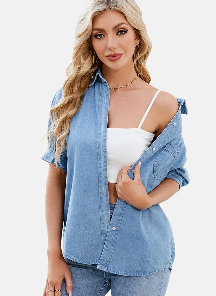 يونيكي Blue Plain Regular Fit Shirt