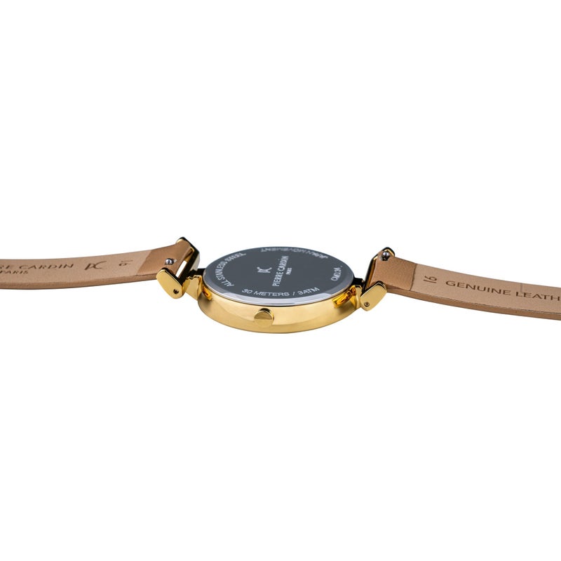 PIERRE CARDIN Women's Watch with Gold Stainless Steel Case and Beige Leather Band - Image 4