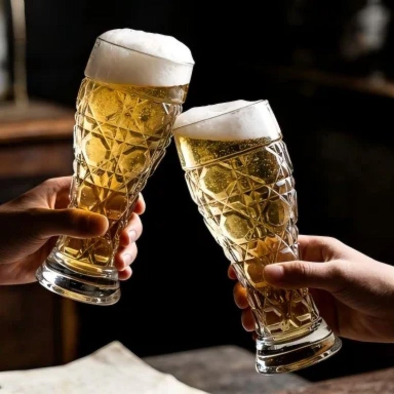 Generic Glass Beer Mug, 500ml, Set of 6 Pieces, Clear Glass with Diamond Pattern, .ho - Image 2