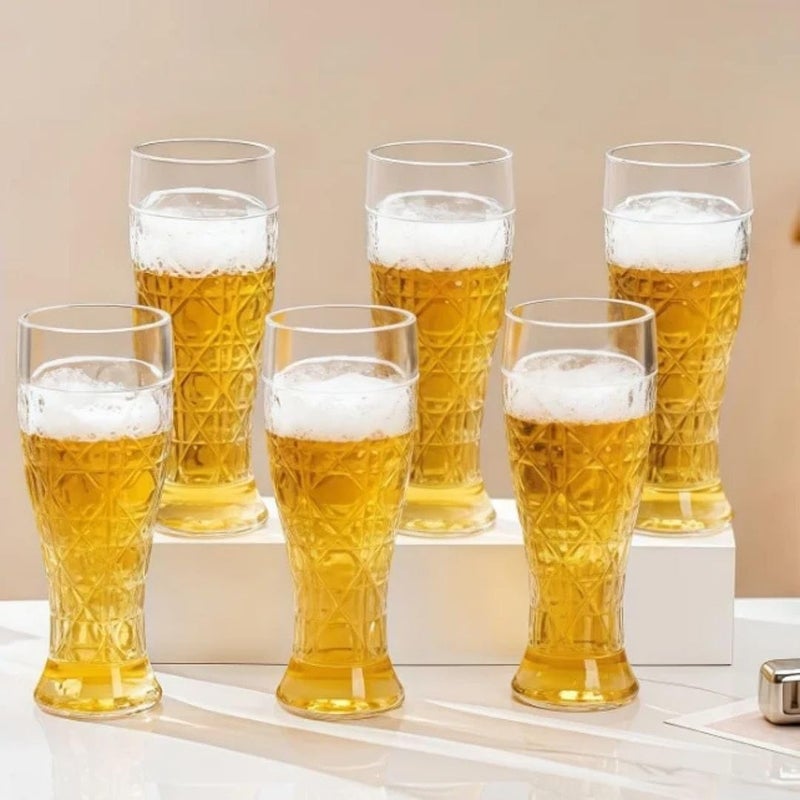 Generic Glass Beer Mug, 500ml, Set of 6 Pieces, Clear Glass with Diamond Pattern, .ho - Image 3