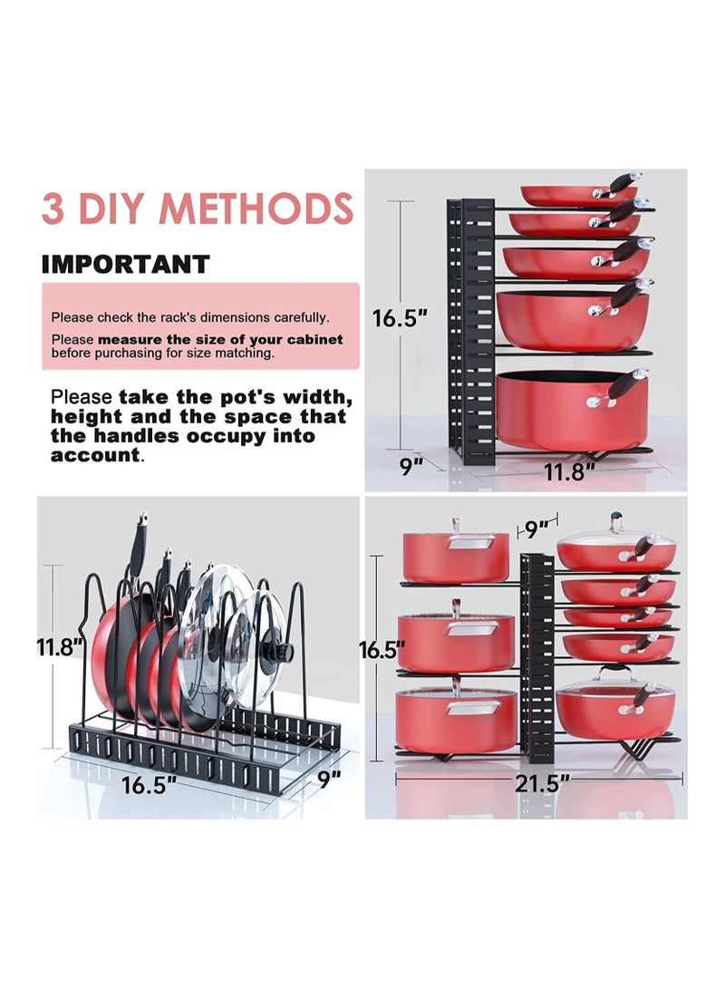 بلومنغ تايم حامل منظم للوعاء مكون من 8 طبقات قابل للتعديل لتنظيم المقالي وأدوات الطهي وخزانة المطبخ والعداد - Image 2