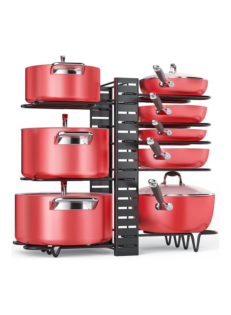 بلومنغ تايم حامل منظم للوعاء مكون من 8 طبقات قابل للتعديل لتنظيم المقالي وأدوات الطهي وخزانة المطبخ والعداد - Image 1