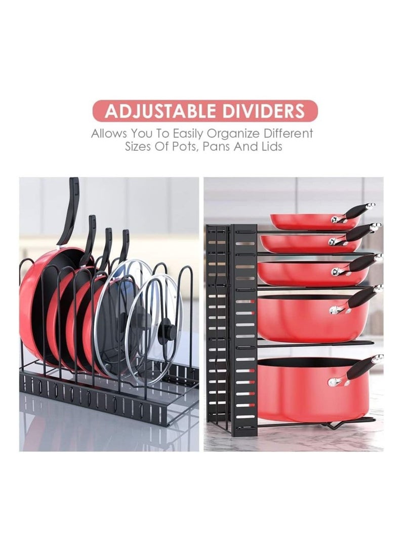 بلومنغ تايم حامل منظم للوعاء مكون من 8 طبقات قابل للتعديل لتنظيم المقالي وأدوات الطهي وخزانة المطبخ والعداد - Image 4