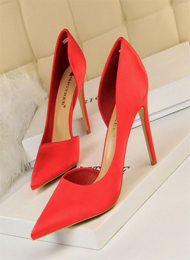 BIGTREE Fashion Pointed High Heels 9.5CM Red