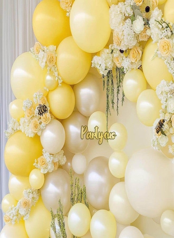 Partycus Yellow Balloon Arch Kit Double Stuffed, Pastel Light Yellow Pearl White Sand Balloon Garland for Bee Baby Shower Bridal Wedding Birthday Lemon Valentine Party - Image 2