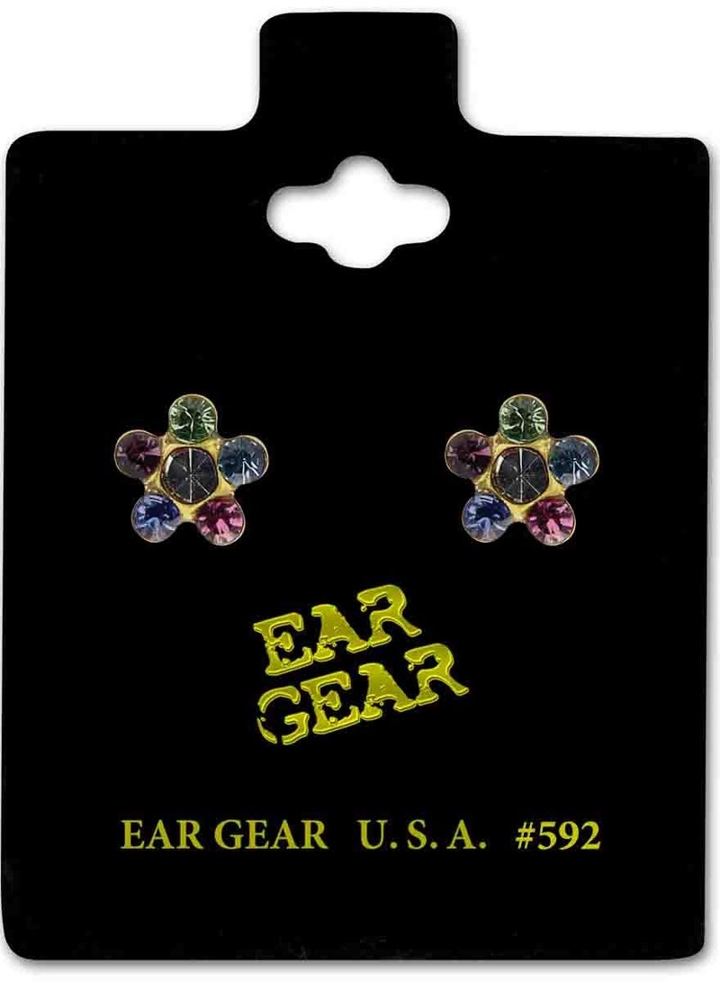 آير جير حلق مطلي بالذهب عيار 24 قيراط ديزي قوس قزح - Image 1