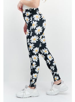 GILLY HICKS Women Regular Fit Floral Printed Tights, Black Combo  - Image 2
