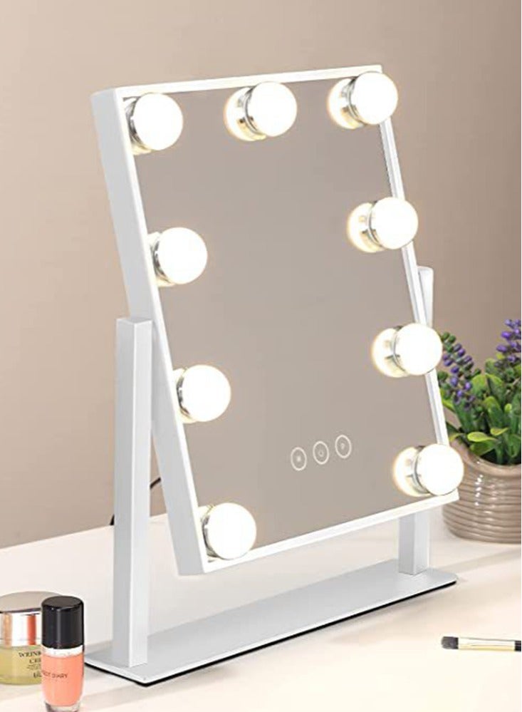 Perfii Lighted Makeup Mirror, Hollywood Cosmetic Mirror with 9 Dimmable LED Bulbs, Smart Touch Control, 3 Colors Dimmable Light, 360° Rotation for Ultimate Glam - Image 1